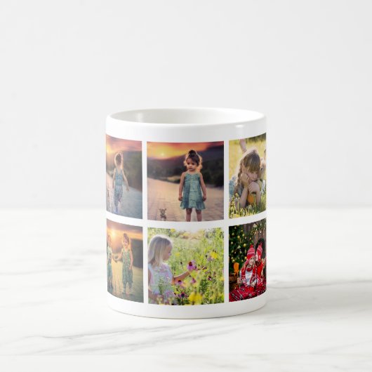 家族の写真のコラージュを作成モノグラムの コーヒーマグカップ (中央)