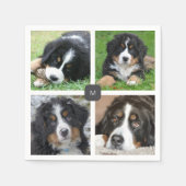 家族の写真のコラージュを作成モノグラムの スタンダードカクテルナプキン (正面)