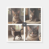 家族の写真のコラージュを作成モノグラムの スタンダードカクテルナプキン (正面)