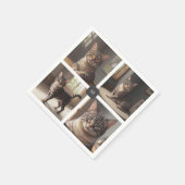 家族の写真のコラージュを作成モノグラムの スタンダードカクテルナプキン (角)