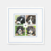 家族の写真のコラージュを作成モノグラムの スタンダードカクテルナプキン (正面)