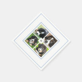 家族の写真のコラージュを作成モノグラムの スタンダードカクテルナプキン (角)