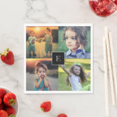 家族の写真のコラージュを作成モノグラムの スタンダードランチョンナプキン (インサイチュ)