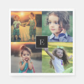 家族の写真のコラージュを作成モノグラムの スタンダードランチョンナプキン (正面)