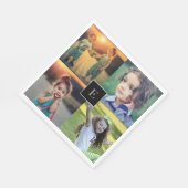 家族の写真のコラージュを作成モノグラムの スタンダードランチョンナプキン (角)