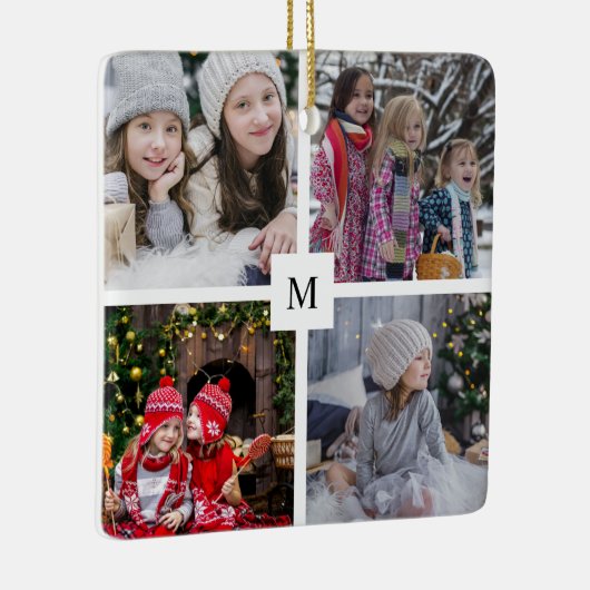 家族の写真のコラージュを作成モノグラムの セラミックオーナメント (右)