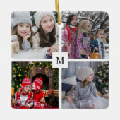 家族の写真のコラージュを作成モノグラムの セラミックオーナメント (正面)