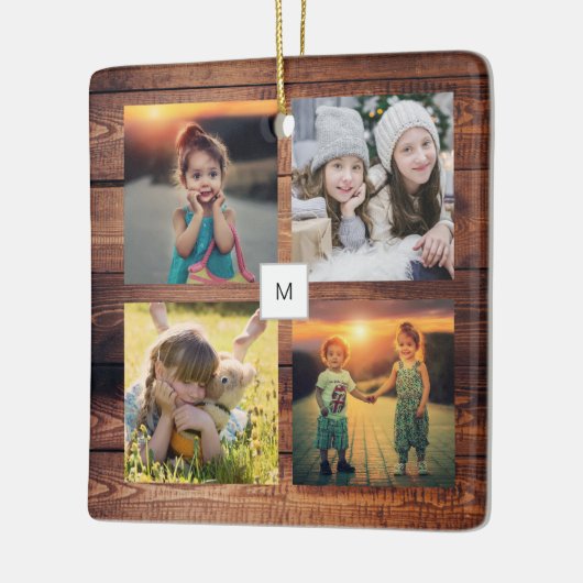 家族の写真のコラージュを作成モノグラムの セラミックオーナメント (左)
