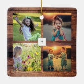 家族の写真のコラージュを作成モノグラムの セラミックオーナメント (裏面)