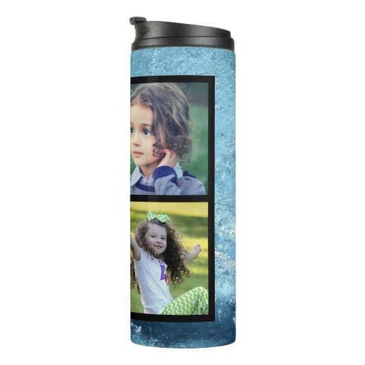 家族の写真のコラージュを作成モノグラムの タンブラー (回転右)