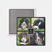 家族の写真のコラージュを作成モノグラムの マグネット (正面/裏面)