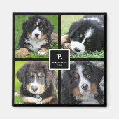 家族の写真のコラージュを作成モノグラムの マグネット (正面)