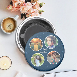 家族の写真のコラージュを作成モノグラムの マグネット