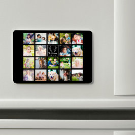 家族の写真のコラージュを作成モノグラムの マグネット