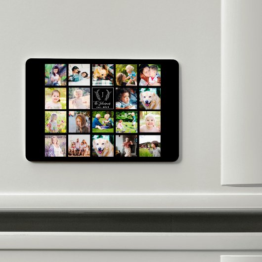 家族の写真のコラージュを作成モノグラムの マグネット