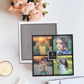 家族の写真のコラージュを作成モノグラムの マグネット