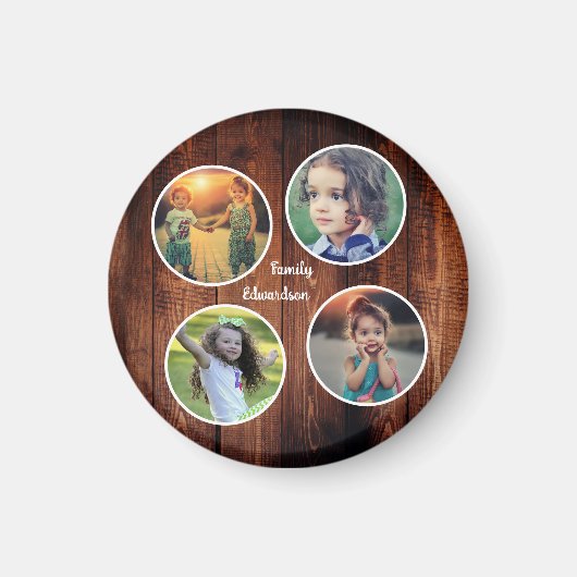 家族の写真のコラージュを作成モノグラムの マグネット (正面)