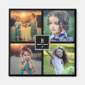 家族の写真のコラージュを作成モノグラムの マグネット (正面)