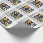 家族の写真のコラージュを作成モノグラムの ラッピングペーパー (角)