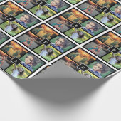 家族の写真のコラージュを作成モノグラムの ラッピングペーパー (角)