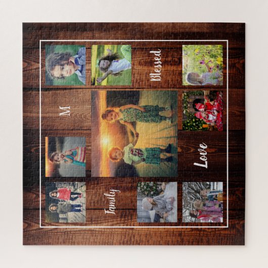 家族の写真のコラージュを作成ユニーク ジグソーパズル (縦)