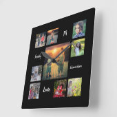 家族の写真のコラージュを作成ユニーク スクエア壁時計 (傾斜)