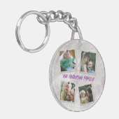 家族の写真のコラージュを文字でカスタマイズ キーホルダー (正面左)