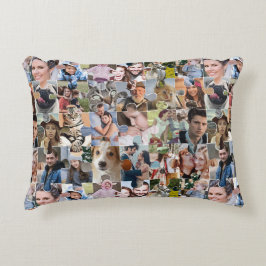家族の写真のコラージュカスタム24写真パズルの形状 アクセントクッション