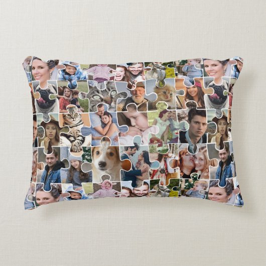 家族の写真のコラージュカスタム24写真パズルの形状 アクセントクッション (正面)