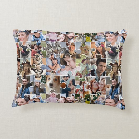 家族の写真のコラージュカスタム24写真パズルの形状 アクセントクッション (裏面)