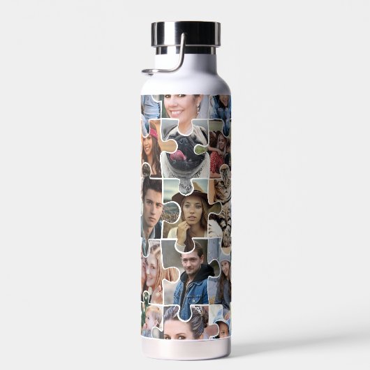 家族の写真のコラージュカスタム24写真パズルの形状 ウォーターボトル (右面)