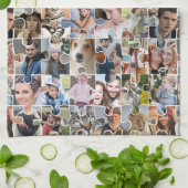 家族の写真のコラージュカスタム24写真パズルの形状 キッチンタオル (折り畳み)