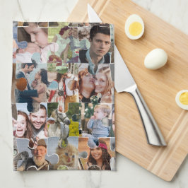 家族の写真のコラージュカスタム24写真パズルの形状 キッチンタオル