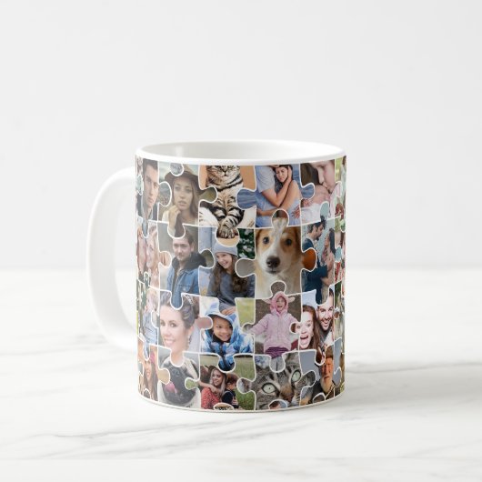 家族の写真のコラージュカスタム24写真パズルの形状 コーヒーマグカップ (正面左)