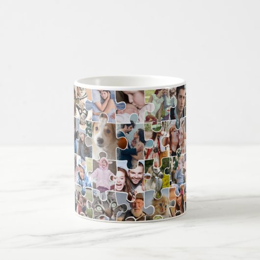 家族の写真のコラージュカスタム24写真パズルの形状 コーヒーマグカップ (中央)