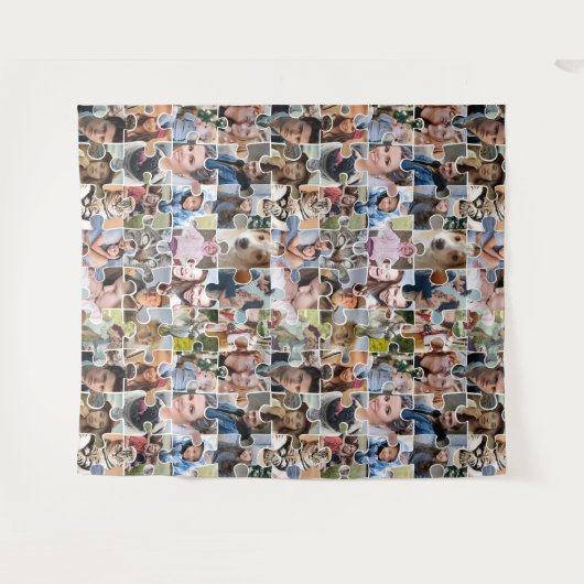 家族の写真のコラージュカスタム24写真パズルの形状 タペストリー (正面(横))