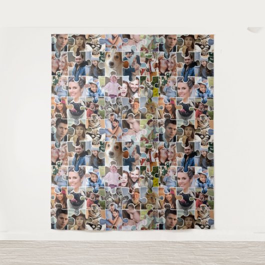 家族の写真のコラージュカスタム24写真パズルの形状 タペストリー (正面)