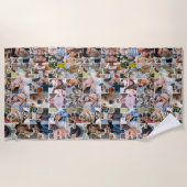 家族の写真のコラージュカスタム24写真パズルの形状 ビーチタオル (正面)