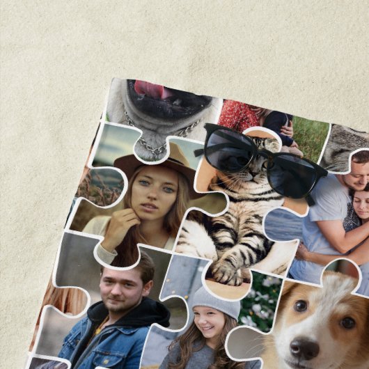 家族の写真のコラージュカスタム24写真パズルの形状 ビーチタオル (インサイチュ)