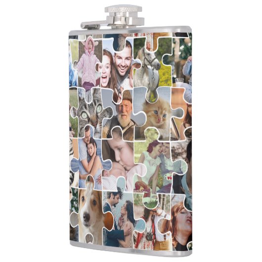 家族の写真のコラージュカスタム24写真パズルの形状 フラスク (左)