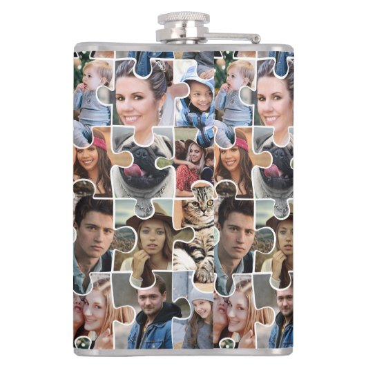 家族の写真のコラージュカスタム24写真パズルの形状 フラスク (裏面)