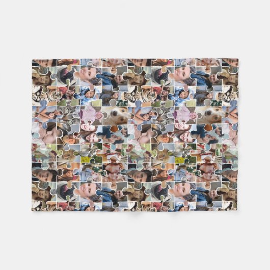 家族の写真のコラージュカスタム24写真パズルの形状 フリースブランケット (正面(横))