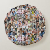 家族の写真のコラージュカスタム24写真パズルの形状 ラウンドクッション (裏面)