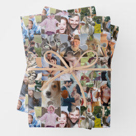 家族の写真のコラージュカスタム24写真パズルの形状 ラッピングペーパーシート