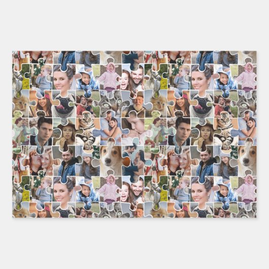 家族の写真のコラージュカスタム24写真パズルの形状 ラッピングペーパーシート (正面)