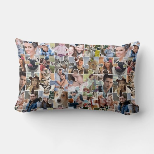 家族の写真のコラージュカスタム24写真パズルの形状 ランバークッション (裏面)