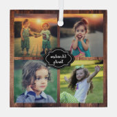 家族の写真のコラージュモノグラムの ガラスオーナメント (裏面)