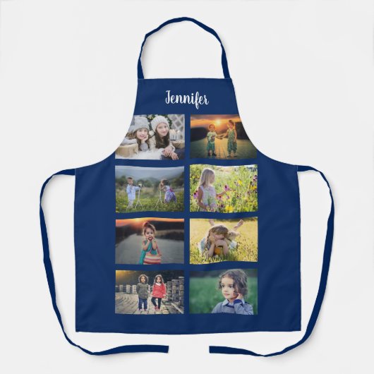家族の写真のコラージュ名を作成する エプロン (正面)