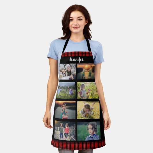 家族の写真のコラージュ名を作成する エプロン (着用した状態)