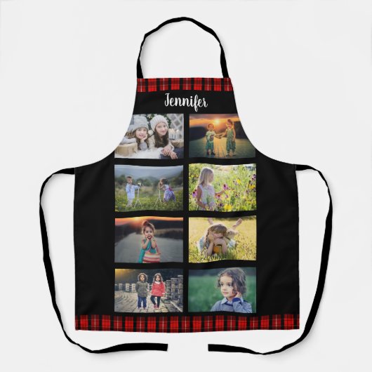 家族の写真のコラージュ名を作成する エプロン (正面)